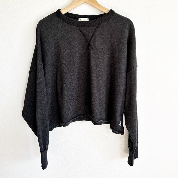Free People Tops - NWOT Free People Movement Sweatshirt XS Charcoal Gray Crop Boxy